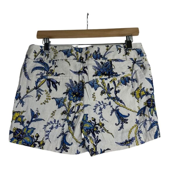 Ann Taylor LOFT Linen Blend Floral Print Shorts size 2 Cream/Blue - Picture 4 of 7